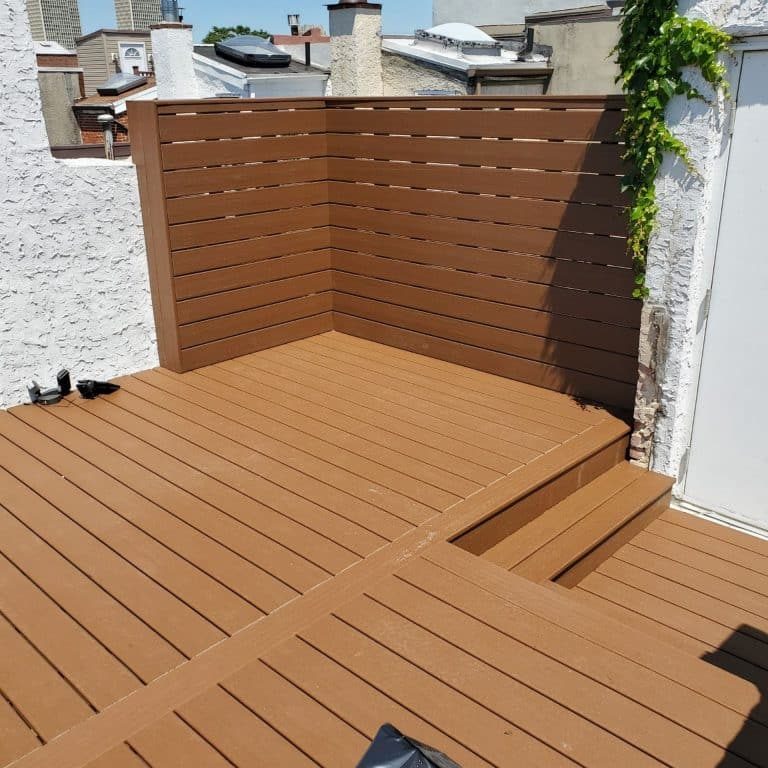 Exampe of composite privacy wall in Saddle